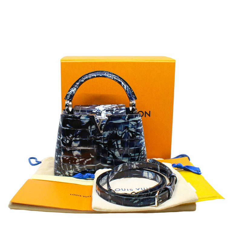 capucine mini alligator in navy white phw - L'UXE LINK