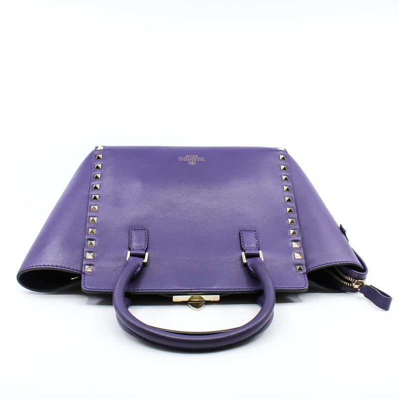 ROCKSTUD TOTE PEBBLED SMALL LEATHER purple PHW - L'UXE LINK