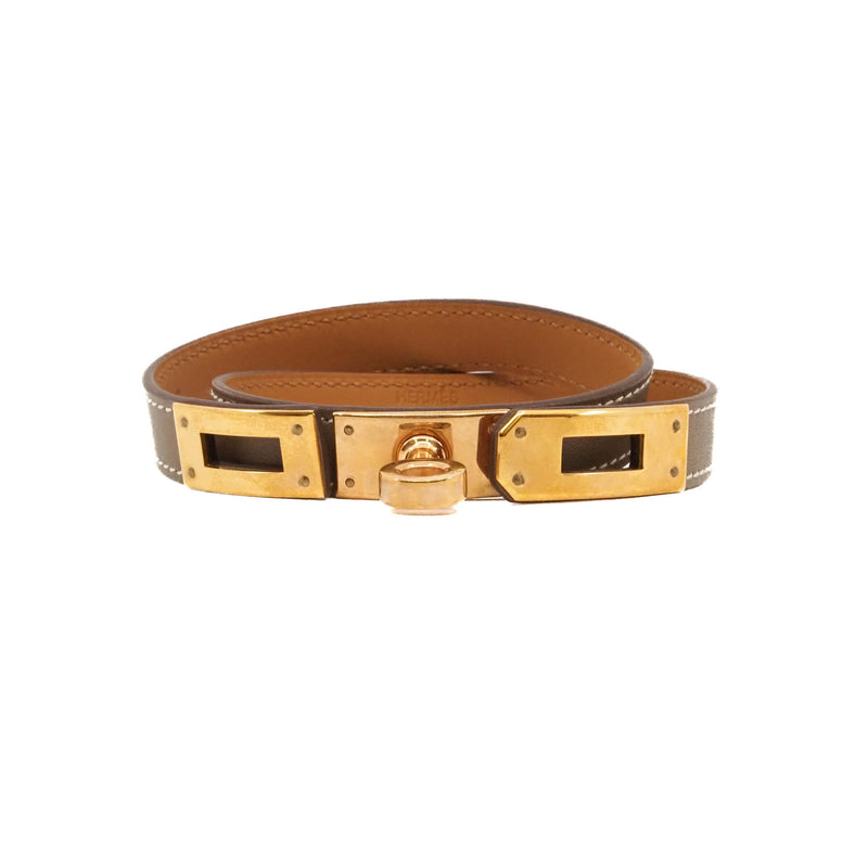 kelly bracelet etoupe ghw double leather - L'UXE LINK