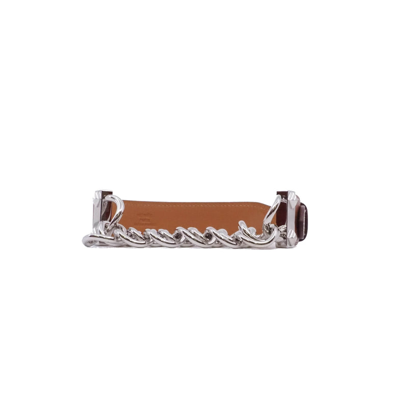 brown chain with leather wide bracelet rrp2105 - L'UXE LINK