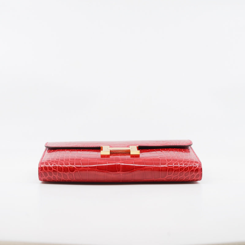 constance wallet red alligator ghw C stamp - L'UXE LINK