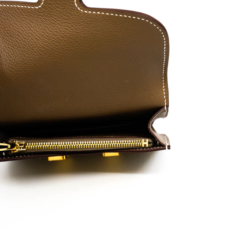 constance slim etoupe leather b stamp - L'UXE LINK