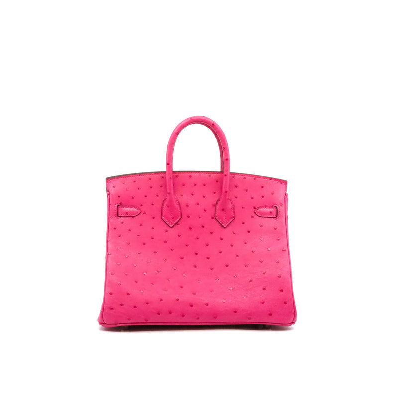 birkin 25cm ostrich 5J pink phw D stamp