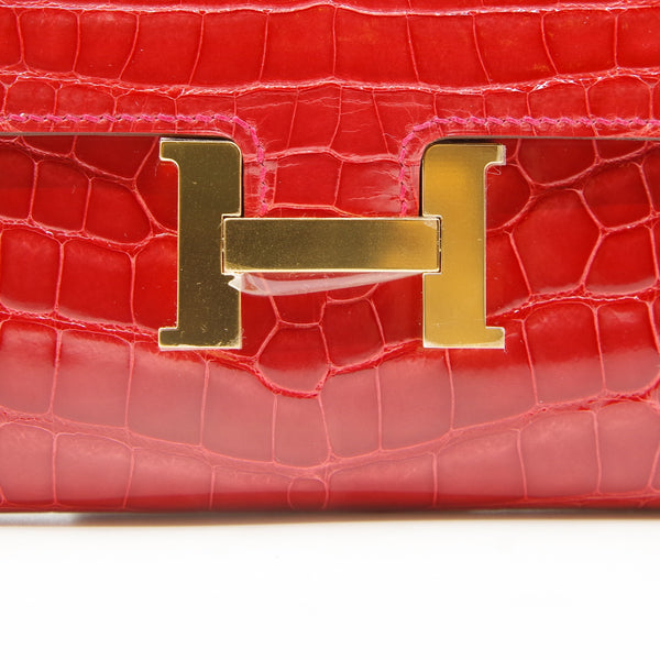constance wallet red alligator ghw C stamp - L'UXE LINK