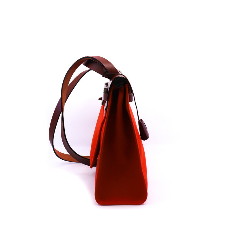 herbag zip 31 in fabric capucine/rouge H phw Y stamp - L'UXE LINK