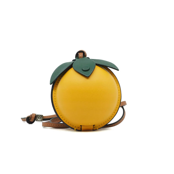 mini lemon pouch in leather lime/brown - L'UXE LINK