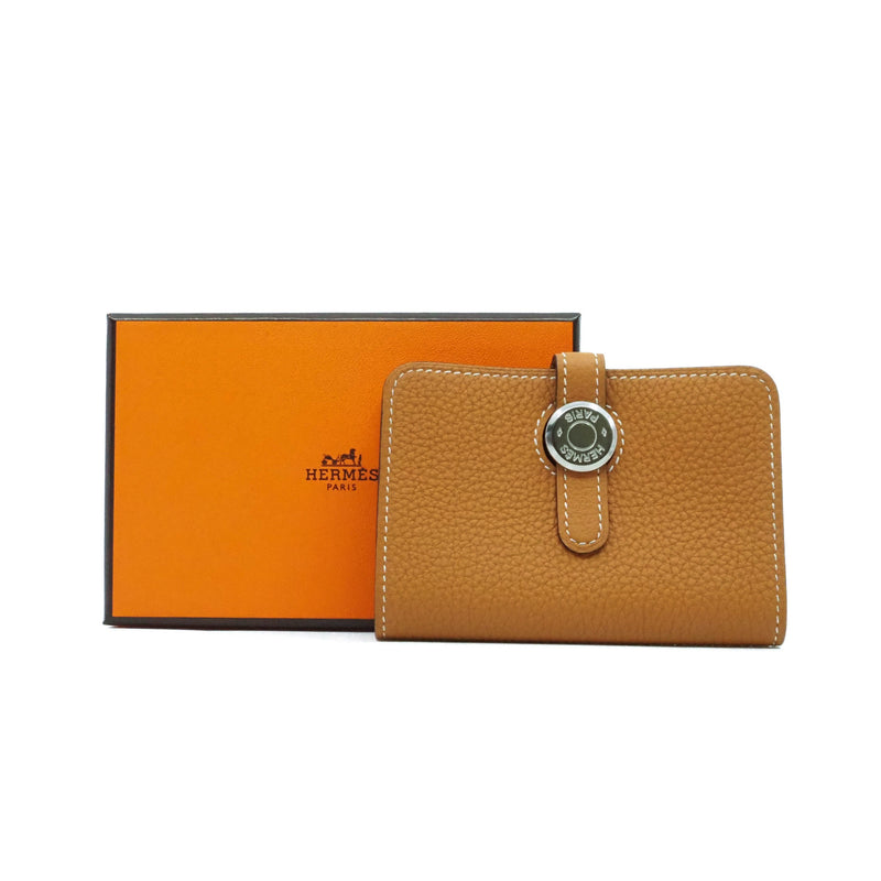 HERMES Dogon Card Case gold Togo Leather