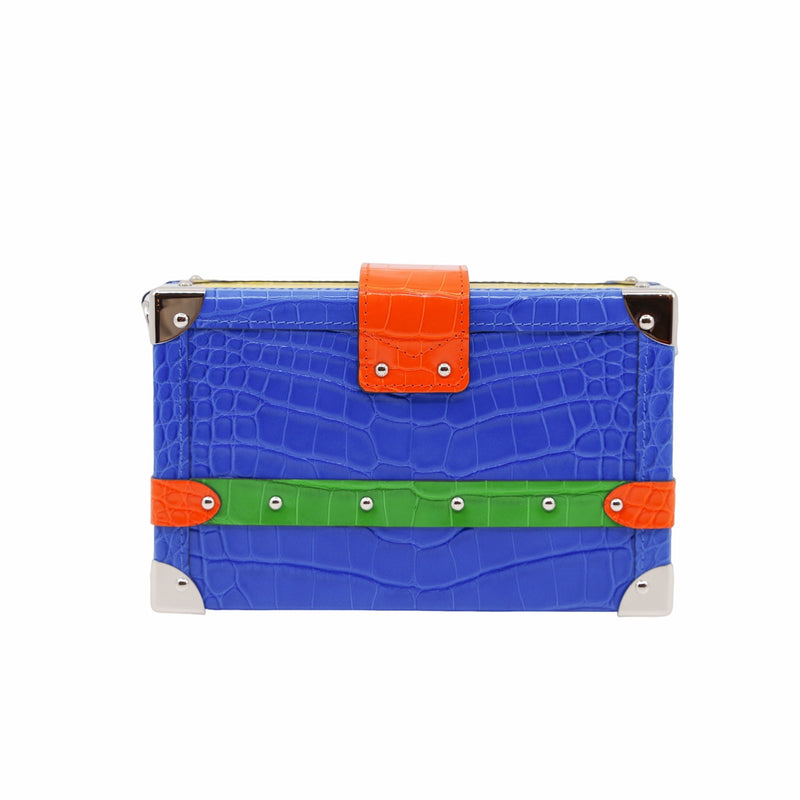 petite malle Crocodile mix blue multicolor phw