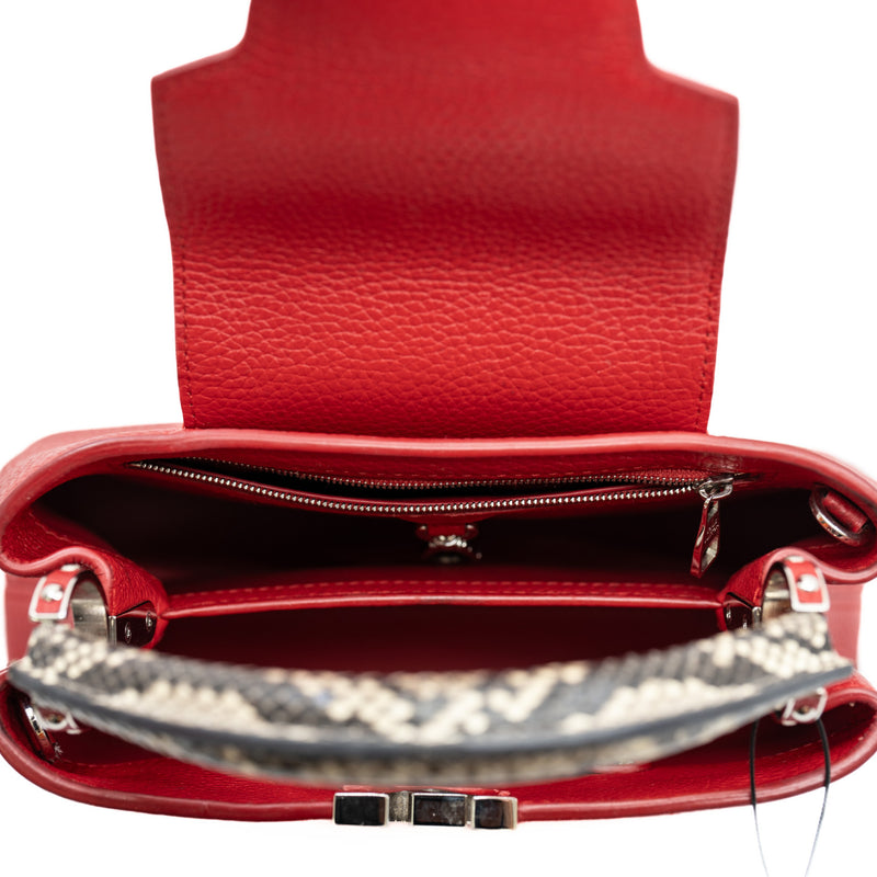 capucines bb with snake handle in leather red - L'UXE LINK