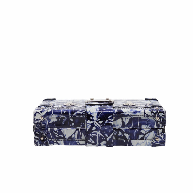PETITE MALLE CROCODILE blue and white PHW