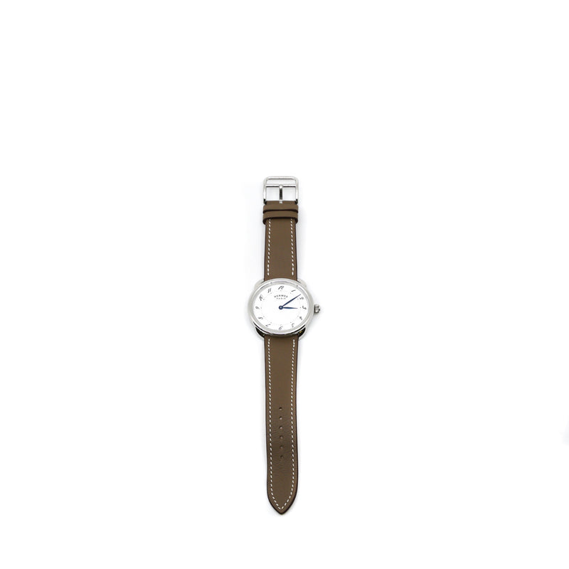 Arceau watch large model 36mm steel with etoupe strap - L'UXE LINK