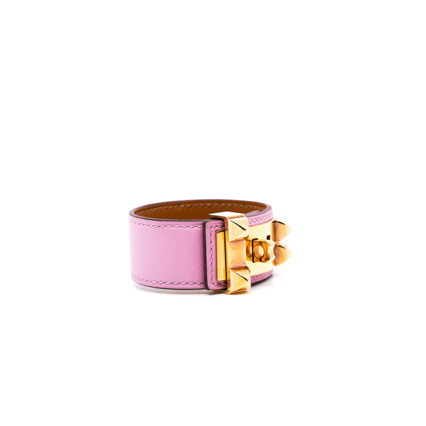 CDC bracelet in swift leather pink ghw - L'UXE LINK