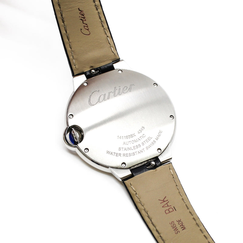 ballon bleu 40MM, AUTOMATIC steel black leather sbb0039 - L'UXE LINK