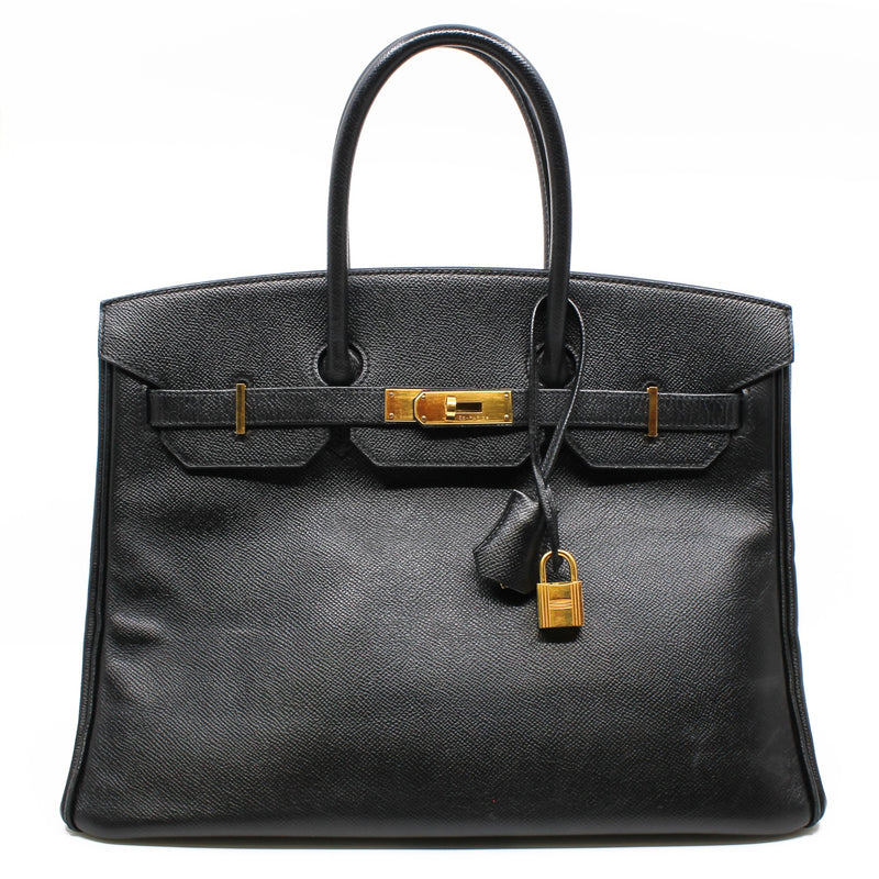 birkin 35 in epsom black ghw P stamp