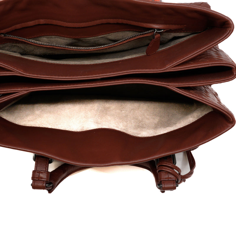 roma medium in leather brick color - L'UXE LINK