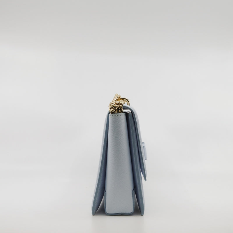 Vala  chain bag leather Light blue ghw