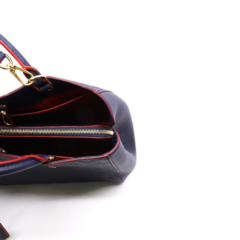 montaigne navy tote gm leather