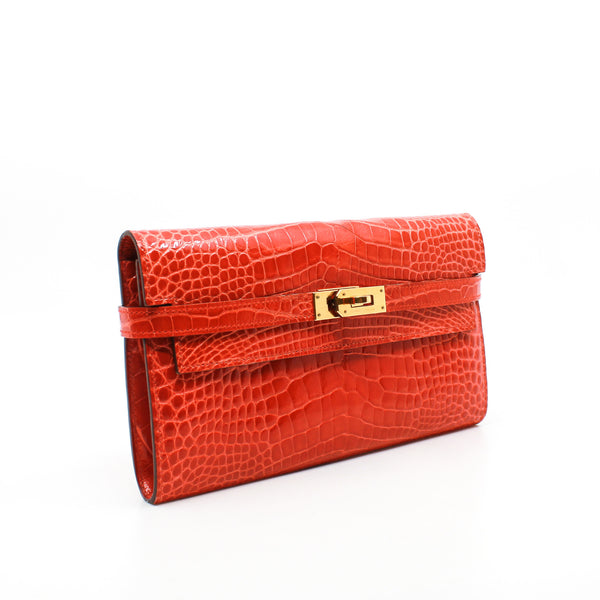kelly wallet crocodile 9T X stamp - L'UXE LINK