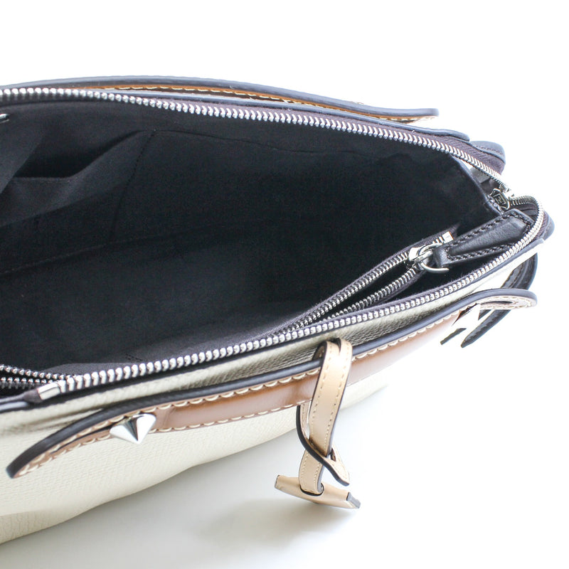 by the way milky white with brown handle fabric strap - L'UXE LINK