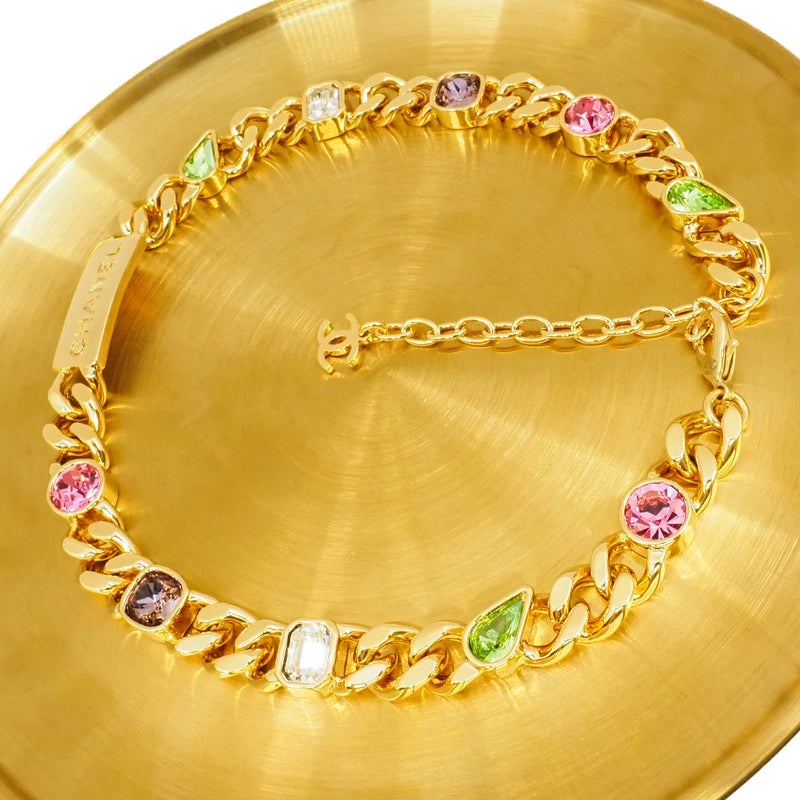 plate pandent color crystal necklace in ghw