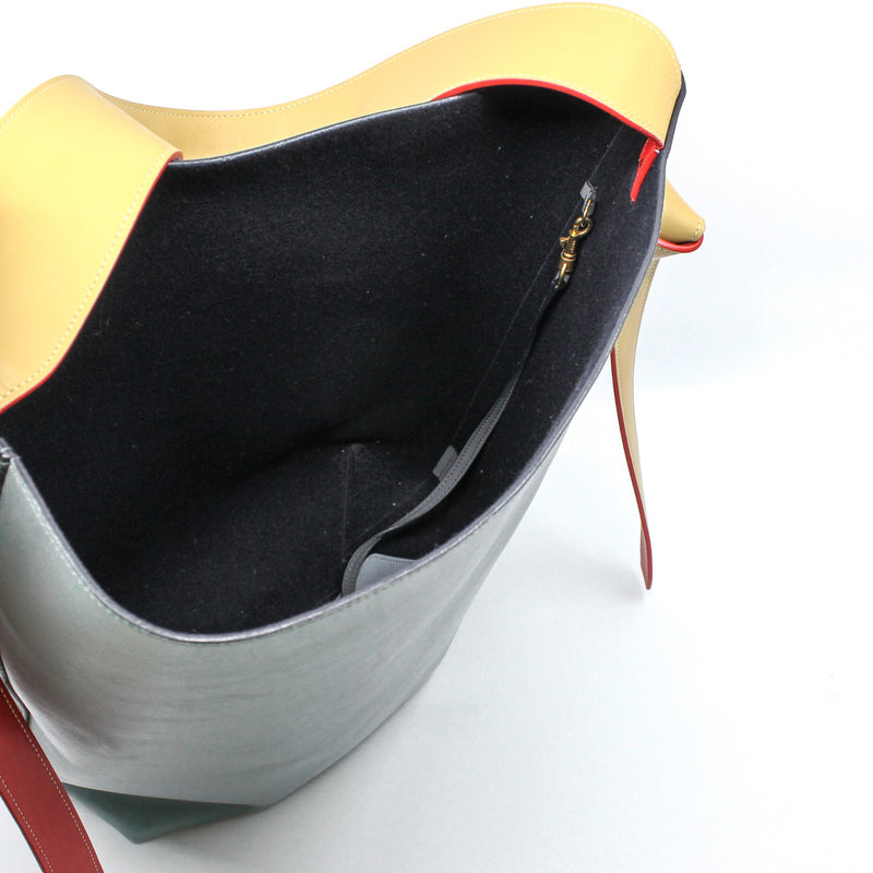 TWISTED  tote leather blue beige orange - L'UXE LINK