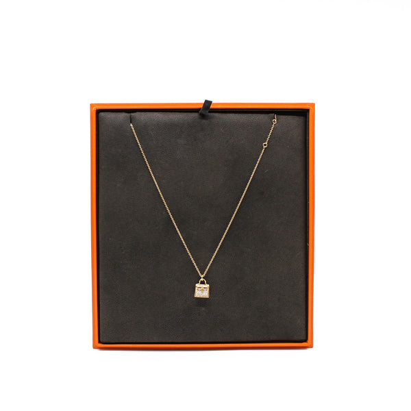 kelly bag necklace 18k rose gold full diamond - L'UXE LINK