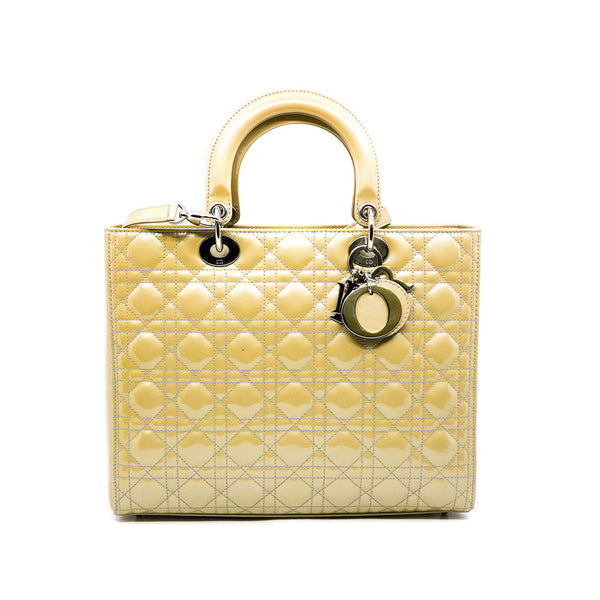 lady dior large patent grey