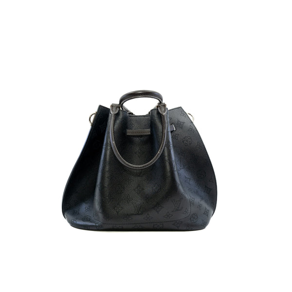 black leather tote monogram printes hollow phw - L'UXE LINK