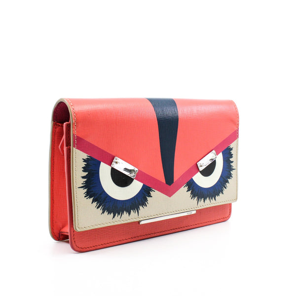 monster  crystal eyes wallet leather orange pink  phw