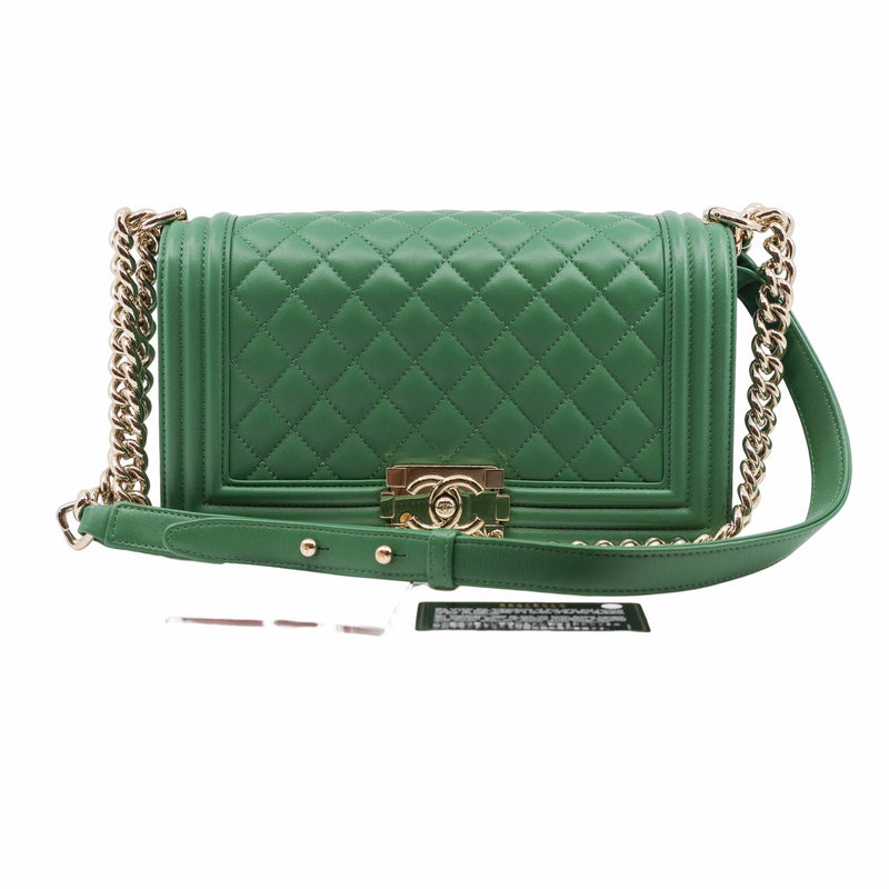 leboy medium lamb skin green  ghw seri 22 - L'UXE LINK