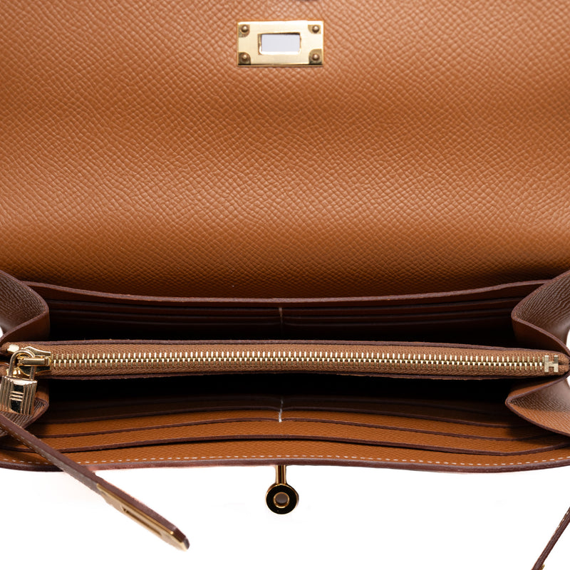 kelly long wallet in espom gold ghw D stamp - L'UXE LINK