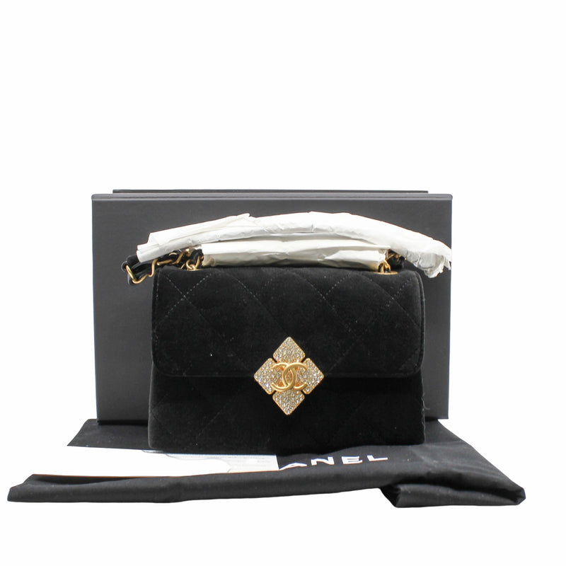 velvet ctystal buckle cc black ghw seri l9 - L'UXE LINK