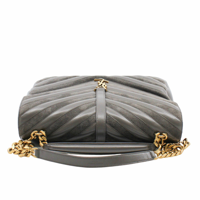 college Bag GM  leather mix suede  gray ghw