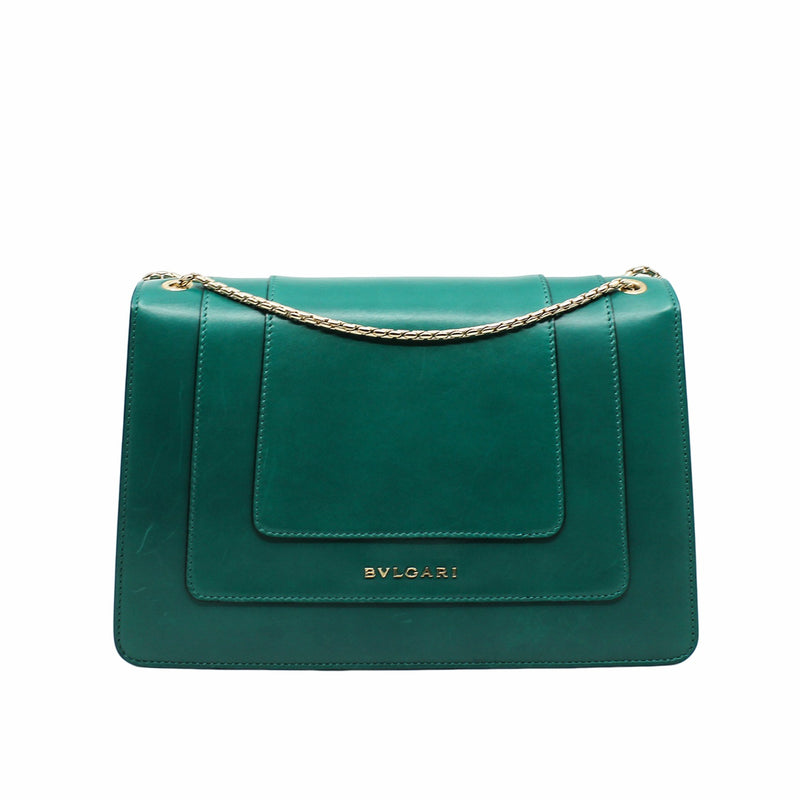 serpenti double flap chain bag  green GHW