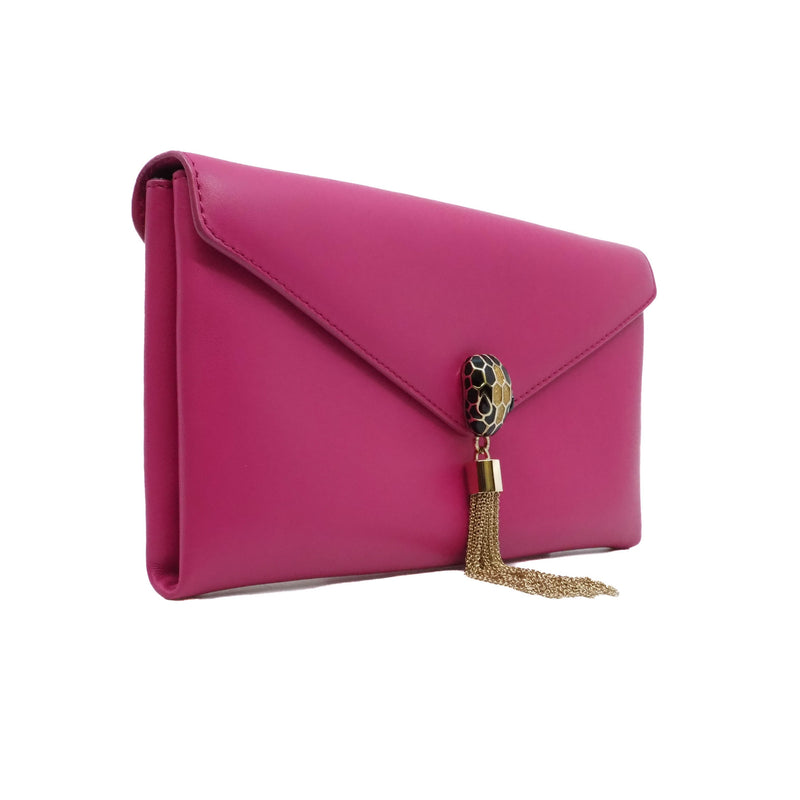 serpenti clutch in leather Rose purple ghw