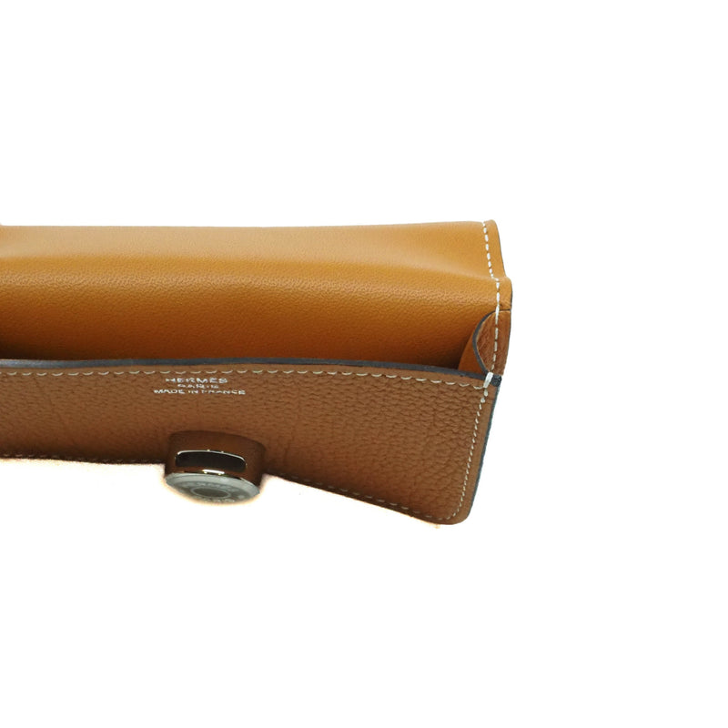 HERMES Dogon Card Case gold Togo Leather