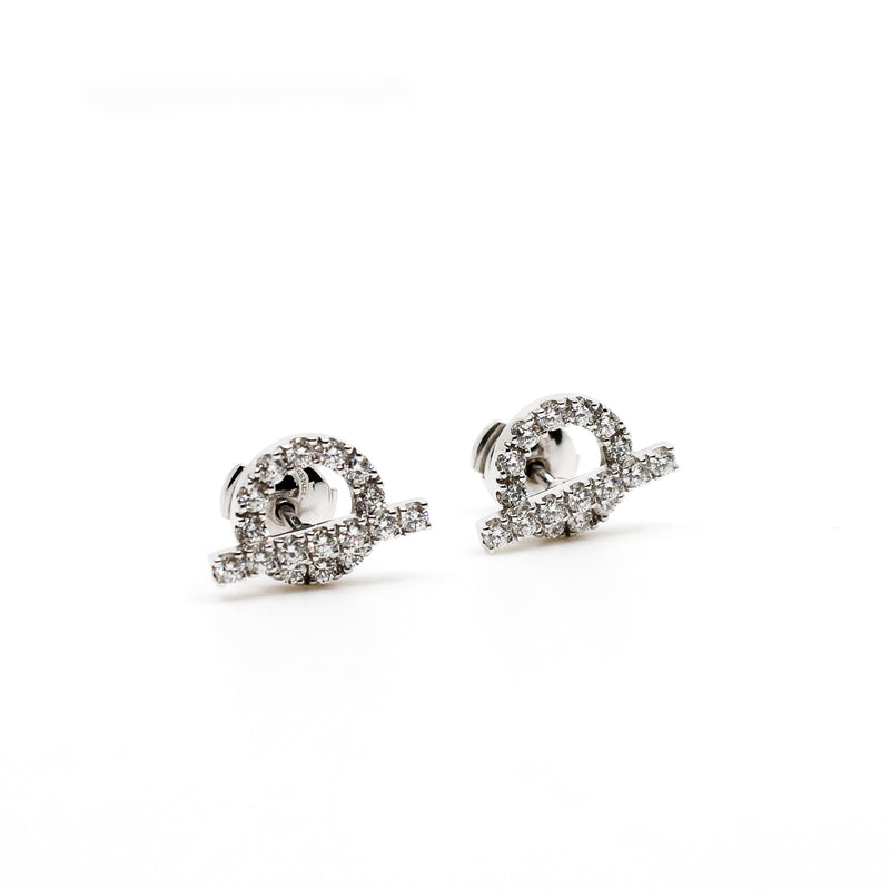 finesse Q 18k wg diamonds earring - L'UXE LINK