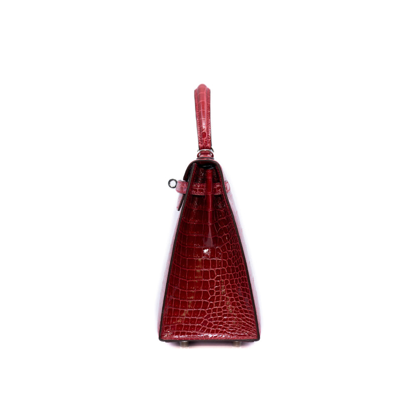 kelly 25cm sellier CK95 BRAISE SHINING POROSUS CROC PHW C stamp - L'UXE LINK