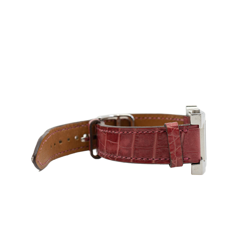 h hour pm with diamonds inside face crocodile strap - L'UXE LINK