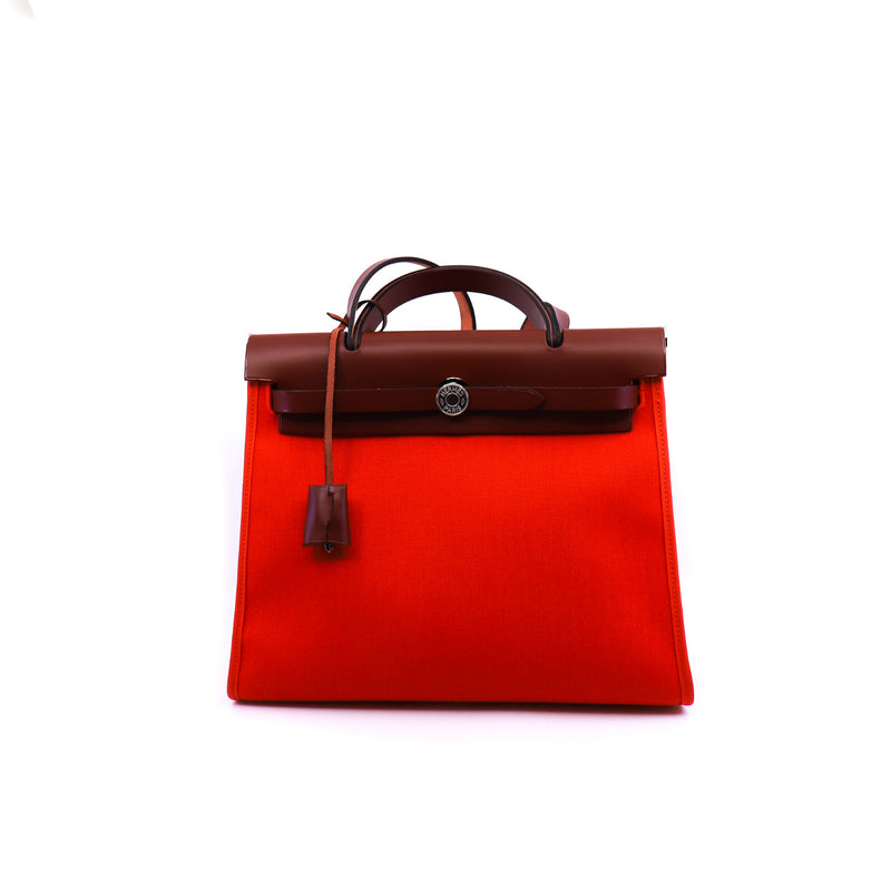 herbag zip 31 in fabric capucine/rouge H phw Y stamp - L'UXE LINK