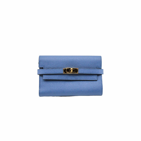 kelly short wallet epsom leather r2 blue agate  phw - L'UXE LINK