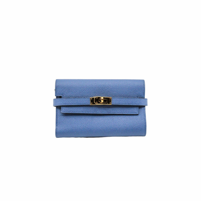 kelly short wallet epsom leather r2 blue agate  phw - L'UXE LINK