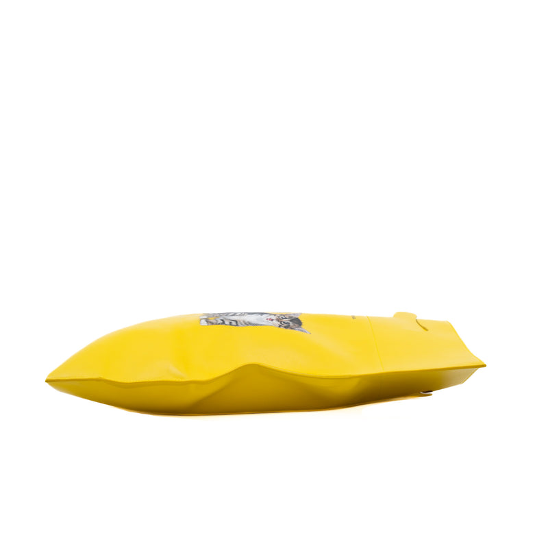 cat shopping tote in leather yellow - L'UXE LINK