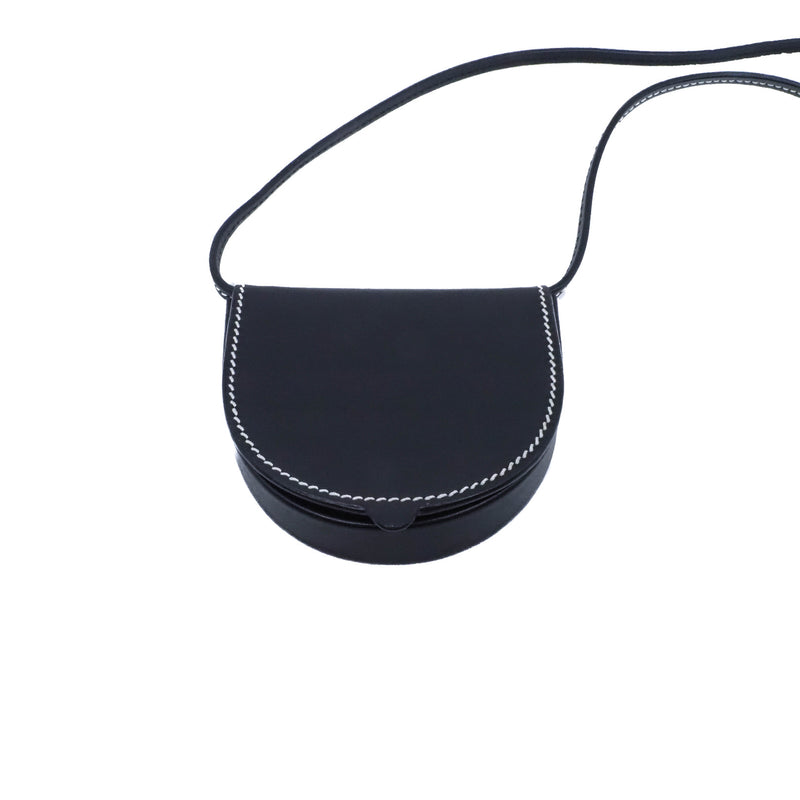 mini heel pouch in leather black - L'UXE LINK