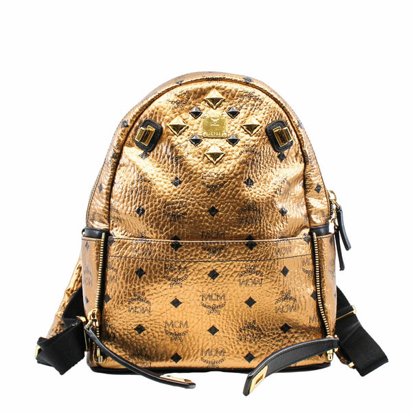 Metallic Visetos Studded Small Dual Stark Backpack Gold ghw - L'UXE LINK