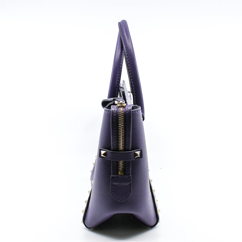ROCKSTUD TOTE PEBBLED SMALL LEATHER purple PHW - L'UXE LINK