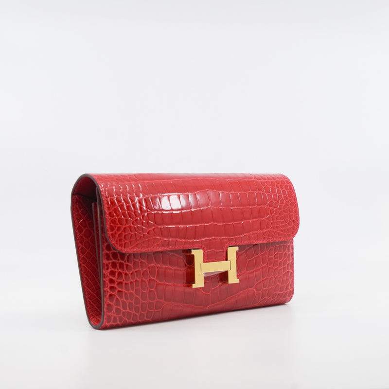 constance wallet red alligator ghw C stamp - L'UXE LINK