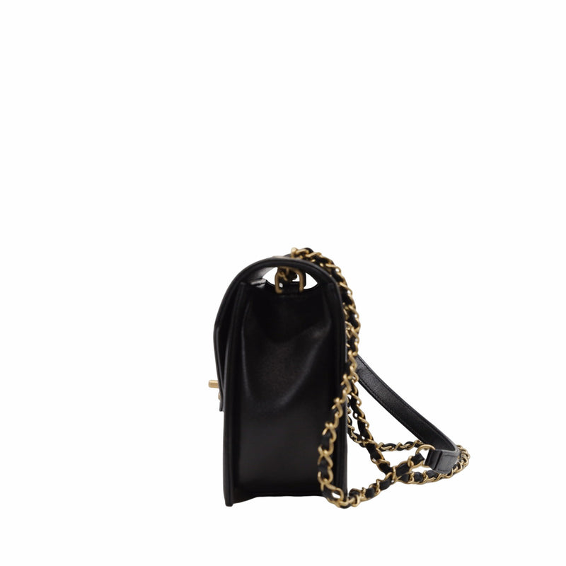 flap bag lamb skin black V  ghw seri24 - L'UXE LINK