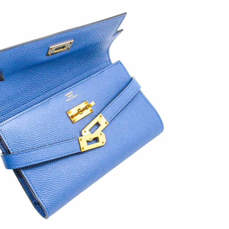 kelly short wallet epsom leather r2 blue agate  phw - L'UXE LINK
