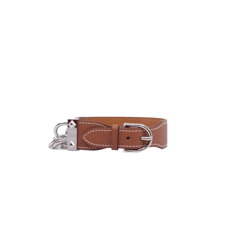 brown chain with leather wide bracelet rrp2105 - L'UXE LINK